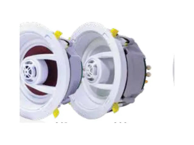 Product image of two TruAudio Ghost Series in-ceiling speakers, shown with their frameless grilles removed.